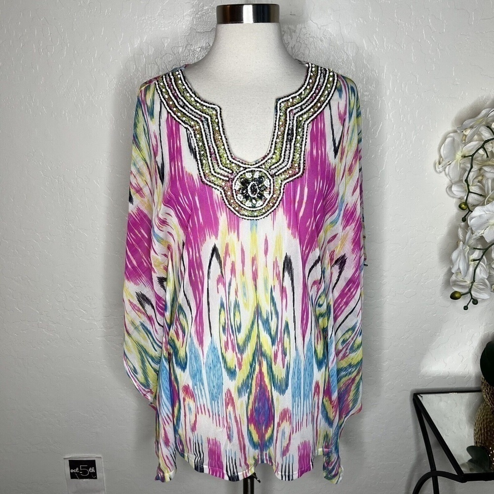INC International Concepts Womens Sheer Beaded Coverup Sz S